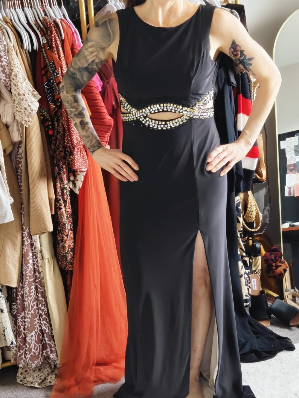 Vintage B-Smart Black Formal Gown | Crystal Detail | Evening Dress